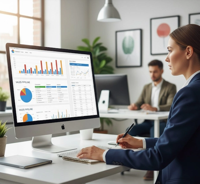 Comercial analizando datos y CRM para mejorar resultados