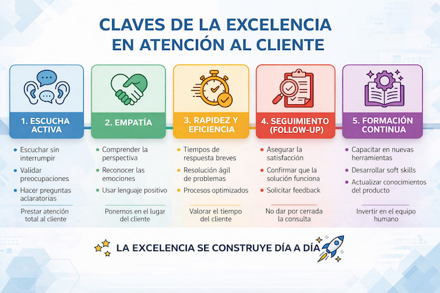 Infografía con las claves para mejorar la atención al cliente